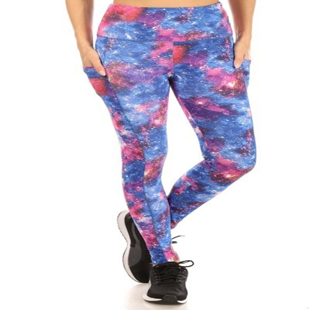 Women's Tummy Control 4 Way Stretch Tie Dye Yoga Leggings w/Pockets Size S & M